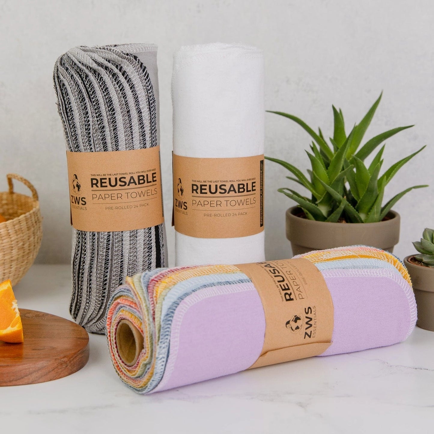 Reusable Non-Paper Towels | Pre-rolled | 24-pack