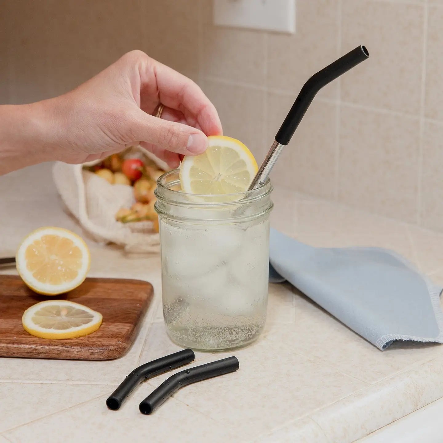 Stainless Steel Straw with Silicone Tip