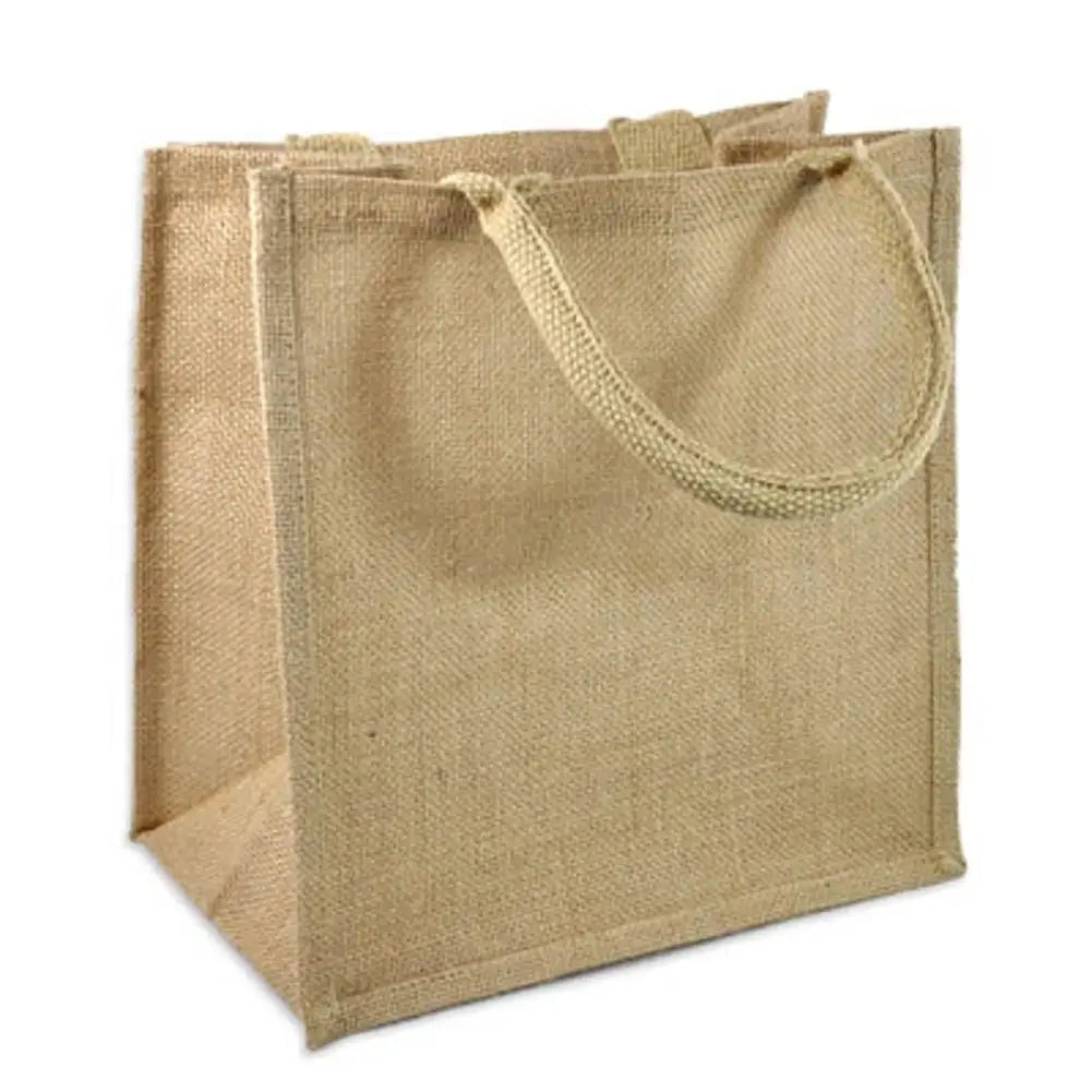 Square Jute Tote Bag w/ Deep Gusset